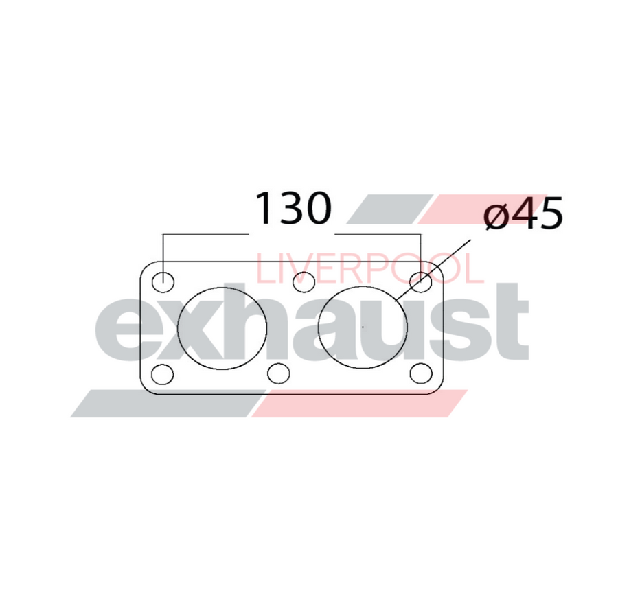 Hurricane - 6 Bolt Flange With 45mm 2 Ports Universal Gasket
