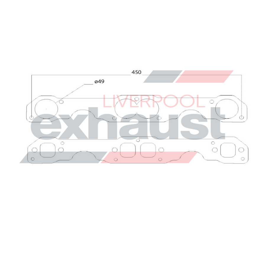 Hurricane - Chevrolet Small Block Big Port Double Flanges 1 7/8” 307-400 8 Cyl Gasket