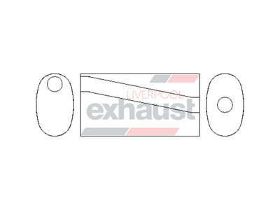 Hurricane - 210x125 Oval 2.25”x16” Offset Centre Straight Through Stainless Muffler