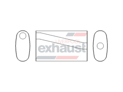 Hurricane - 255x120 Oval 2.25”x16” Offset Centre Straight Through Stainless Muffler