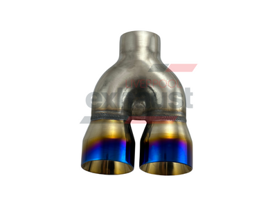 Hurricane - Stainless Steel Y-Piece Doubled Wall Bumper Straight 57mm x 76mm x 203mm Exhaust Tip