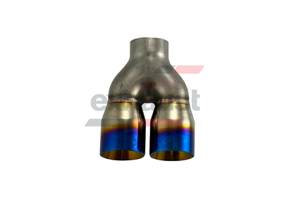 Hurricane - Stainless Steel Y-Piece Doubled Wall Bumper Straight Angle Cut 64mm x 76mm x 205mm Exhaust Tip