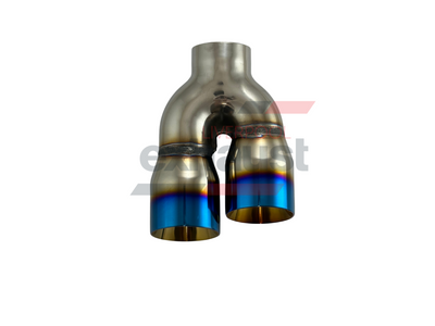 Hurricane - Stainless Steel Y-Piece Doubled Wall Bumper Cut Left 64mm x 76mm x 215mm Length Exhaust Tip