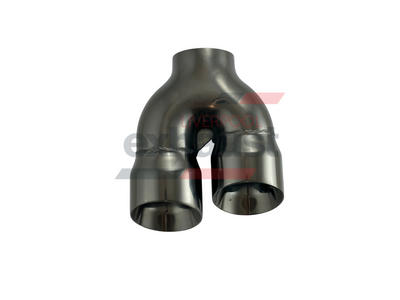 Hurricane - Stainless Steel Y-Piece Doubled Wall Bumper Cut Left 76mm x 89mm x 220mm Exhaust Tip