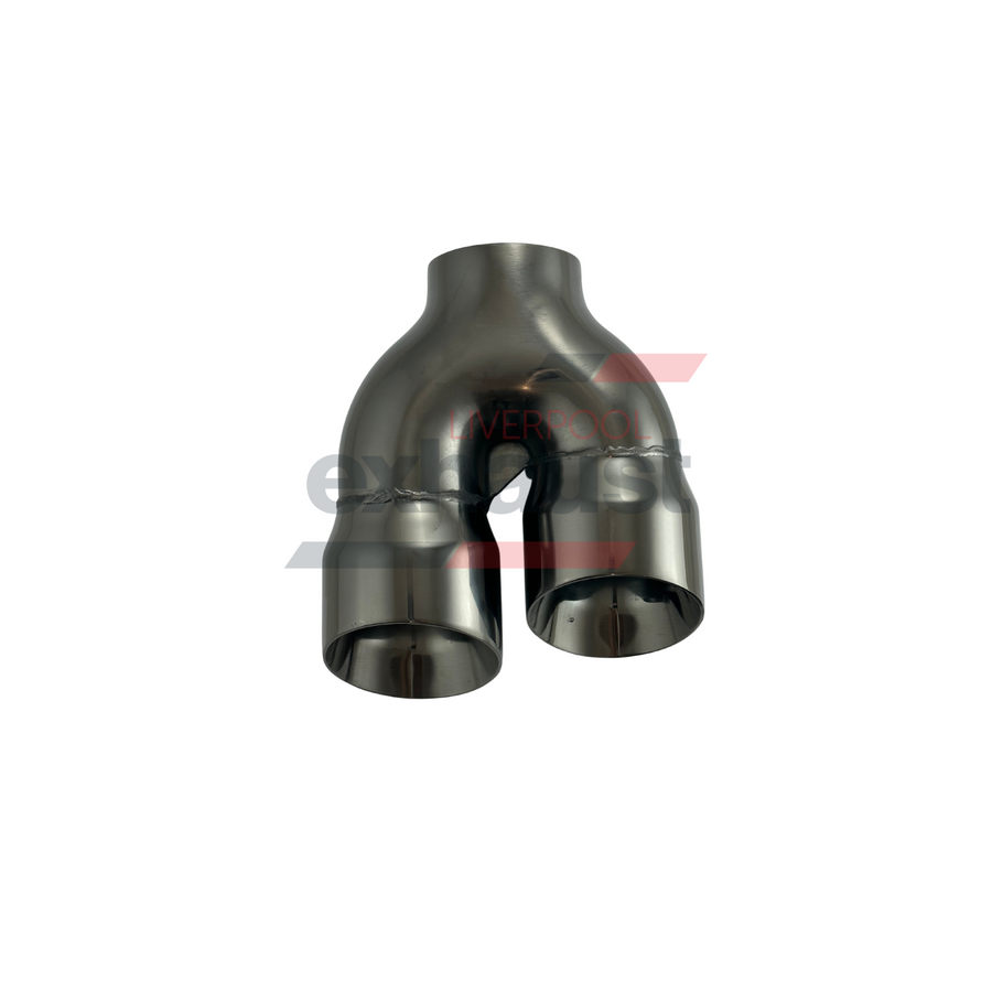 Hurricane - Stainless Steel Y-Piece Doubled Wall Bumper Cut Left 76mm x 89mm x 220mm Exhaust Tip