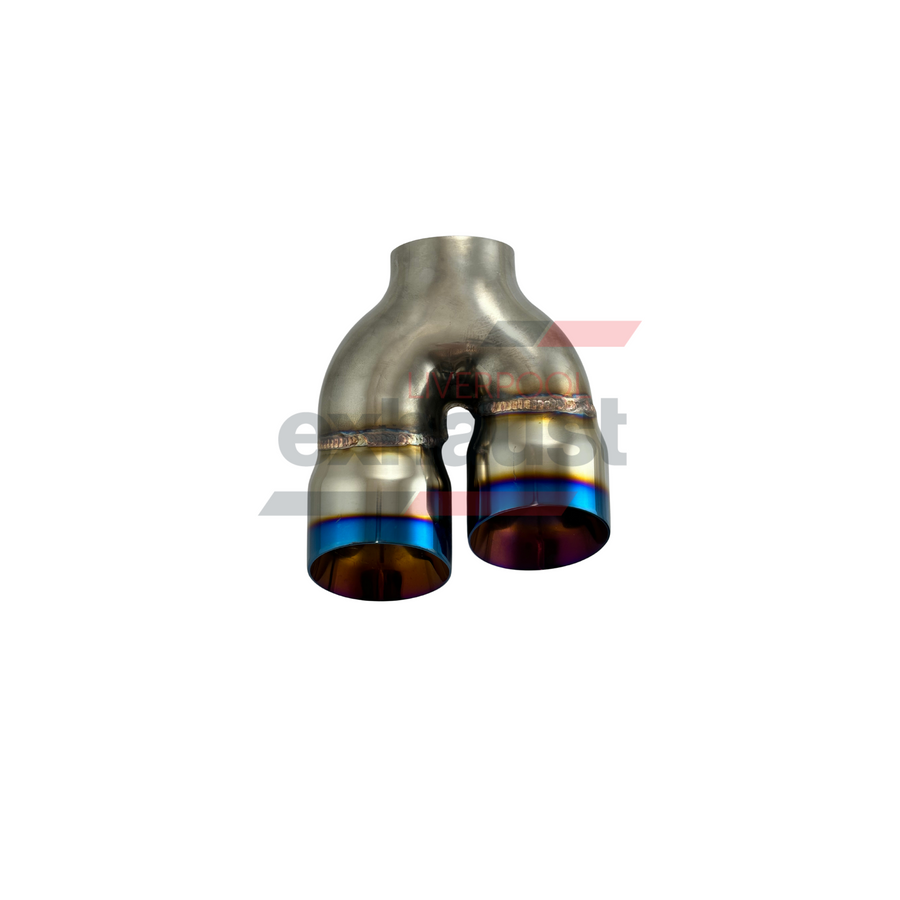 Hurricane - Stainless Steel Y-Piece Doubled Wall Bumper Cut Left 76mm x 89mm x 220mm Exhaust Tip