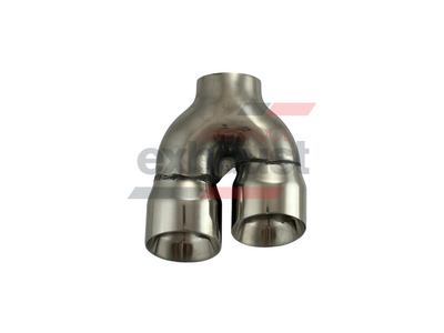 Hurricane - Stainless Steel Y-Piece Doubled Wall Bumper Cut Left 76mm x 89mm x 220mm Exhaust Tip