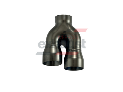 Hurricane - Stainless Steel Y-Piece Doubled Wall Bumper Cut Right 64mm x 76mm x 108mm Exhaust Tip