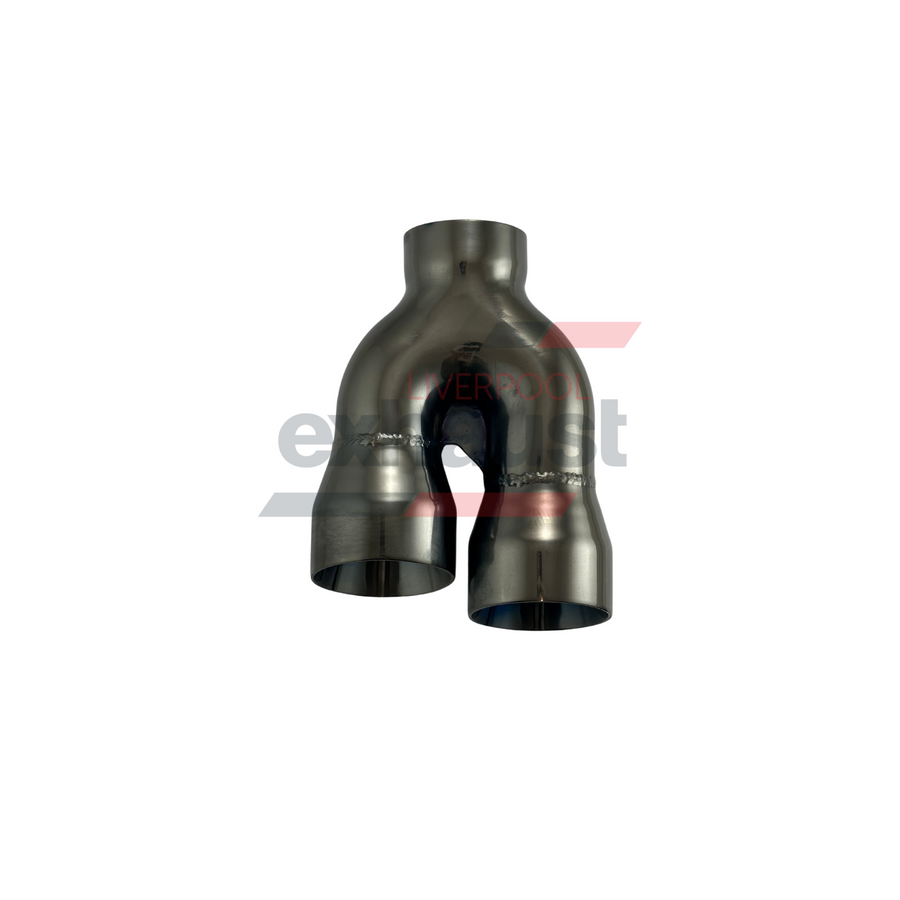 Hurricane - Stainless Steel Y-Piece Doubled Wall Bumper Cut Right 64mm x 76mm x 108mm Exhaust Tip