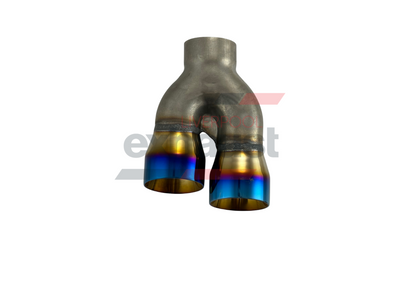 Hurricane - Stainless Steel Y-Piece Doubled Wall Bumper Cut Right 64mm x 76mm x 108mm Exhaust Tip