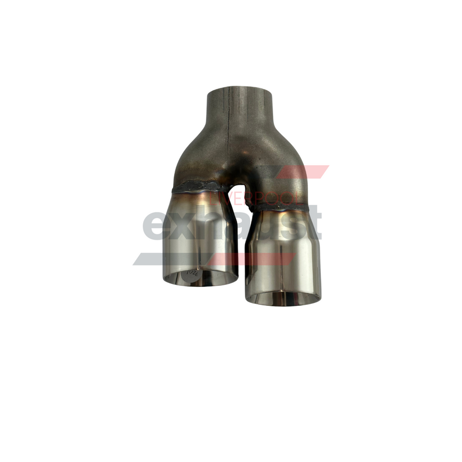 Hurricane - Stainless Steel Y-Piece Doubled Wall Bumper Cut Right 64mm x 76mm x 215mm Length Exhaust Tip