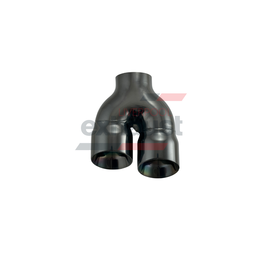 Hurricane - Stainless Steel Y-Piece Doubled Wall Bumper Cut Right 76mm x 89mm x 220mm Exhaust Tip