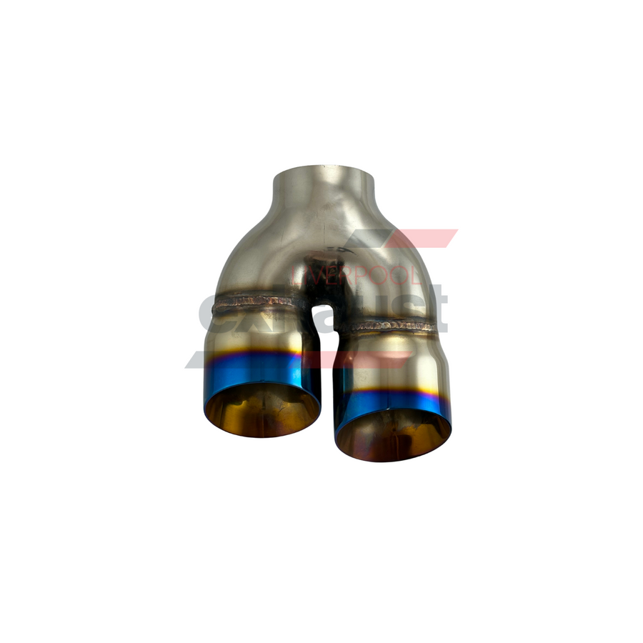 Hurricane - Stainless Steel Y-Piece Doubled Wall Bumper Cut Right 76mm x 89mm x 220mm Exhaust Tip