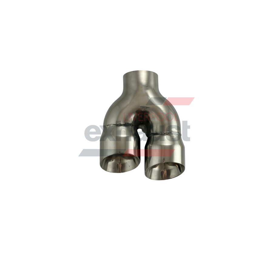Hurricane - Stainless Steel Y-Piece Doubled Wall Bumper Cut Right 76mm x 89mm x 220mm Exhaust Tip