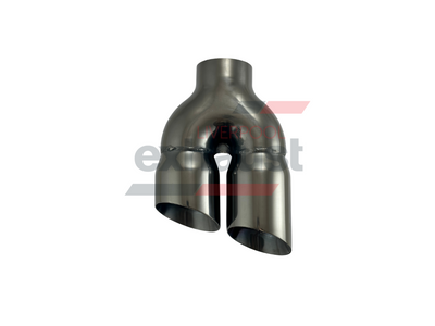 Hurricane - Stainless Steel Y-Piece Doubled Wall Inline Bumper Cut Left 76 x 89 x 260mm Exhaust Tip
