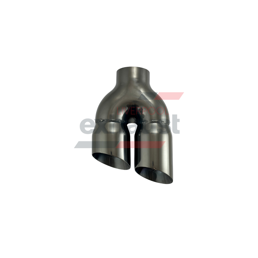 Hurricane - Stainless Steel Y-Piece Doubled Wall Inline Bumper Cut Left 76 x 89 x 260mm Exhaust Tip