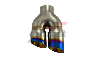 Hurricane - Stainless Steel Y-Piece Doubled Wall Inline Bumper Cut Left 76 x 89 x 260mm Exhaust Tip