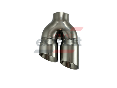 Hurricane - Stainless Steel Y-Piece Doubled Wall Inline Bumper Cut Left 76 x 89 x 260mm Exhaust Tip