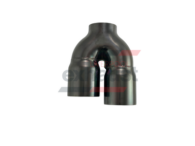 Hurricane - Stainless Steel Y-Piece Doubled Wall Bumper Cut Left/Right 76mm x 89mm x 220mm Exhaust Tip