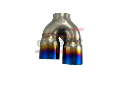 Hurricane - Stainless Steel Y-Piece Doubled Wall Bumper Cut Left/Right 76mm x 89mm x 220mm Exhaust Tip